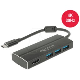 DELOCK 63931 - Adaptador USB 3,0 Tipo-C > 3x USB-A + HDMI-A..