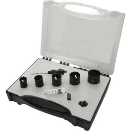 EXACT LOS-SET 1 - Juego de sierras de corona, madera/universal, HSS bimetal, 10 pi