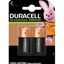 DURACELL DURA NIMH C2 - Batería NiMH, C (Baby), 3000 mAh, paquete de 2