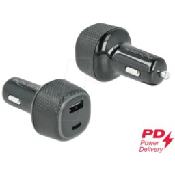 DELOCK 64108 - Cargador USB para coche, 1 USB-C, 1 USB-A, 63 W