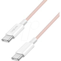 LOGILINK CU0343 - Cable de sincronización y carga, USB-C -> C, 60 W, rosa,