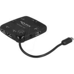 DELOCK 65529 - Lector de tarjetas OTG + Hub de 3 puertos