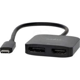 NEDIS N CCGB64385BK02 - Adaptador USB C > 1x DP, 1x HDMI, 8K a 30 Hz, 20 cm