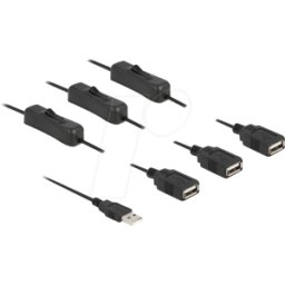 DELOCK 86804 - Cable de carga, conector USB-a -> 3 conectores hembra, interrupt