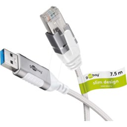 GOOBAY 74382 - Adaptador de red, cable, USB 3.0 tipo a, Gigabit Ethernet, 7,5 m