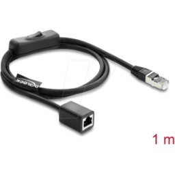 DELOCK 81564 - Cable RJ45 macho-hembra con interruptor Cat.6 F/UTP, 1 m - negro