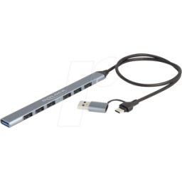 DELOCK 64273 - Concentrador USB delgado de 7 puertos con USB Type-C™ o USB Tipo