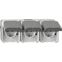 MERTEN EL ME 23918029 - Aquastar, toma de corriente, triple, horizontal, gris claro
