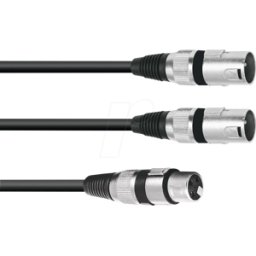 OMNITRONIC OMNI 30225205 - Cable adaptador XLR hembra / 2x XLR macho, 1,5 m, negro