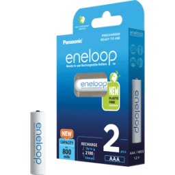 PANASONIC ENELOOP 2XAAAB - Eneloop, batería NiMH, AAA (Micro), 800 mAh, paquete de 2