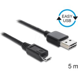 DELOCK 83369 - Cable USB 2.0, enchufe EASY a a conector Micro B, 5 m