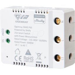 POWERED BY SHELLY PBS SW40 - Interruptor de relé inteligente Ogemray 25 A, alimentado por SHE