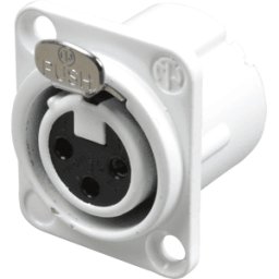 NEUTRIK NC3FDLXW - Conector hembra de montaje en panel XLR de 3 polos, plateado, bl