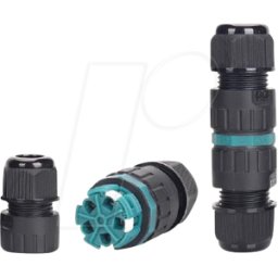 HEITRONIC HEIT 501338 - Conector de cable, Click&Connect,; 5 pines, IP68, negro/verde
