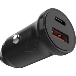 FIXED FIXCC20N-CU-BK - Cargador USB 20 W, 5-12 V, 3 A, 1x USB-C, 1x USB-A, coche, negro