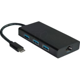 VALUE 12991109 - Tarjeta de red, USB tipo C, Gigabit Ethernet, 1 RJ45, 3 USB