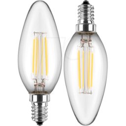 BLULAXA 49060 - Lámpara de filamento LED C35 E14, paquete doble de 4,5 W
