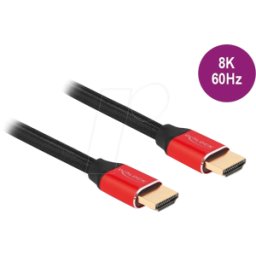 DELOCK 85775 - Cable HDMI de ultra alta velocidad 48 Gbps 8K 60 Hz rojo 3 m