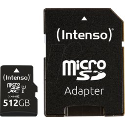 INTENSO 3424493 - Tarjeta de memoria microSDXC de 512GB, Intensiso Class 10, UHS-1