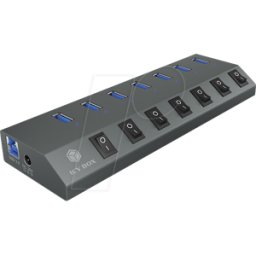 ICYBOX ICY IB-HUB1701C3 - USB 3,0 Hub de 7 puertos, USB-A, conmutador
