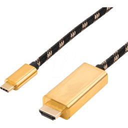 ROLINE GOLD ROLINE 11045844 - Cable, USB-C > HDMI, 4K 60Hz, negro/oro, 1 m..