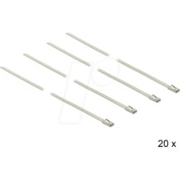 DELOCK 18632 - Bridas de acero inoxidable, 350 x 4,6 mm, plata, paquete de 20