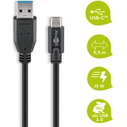 GOOBAY USB 3.1 CA05SW - Cable USB 3.0, conector C a conector USB 3.0 A, 0,5 m