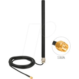 DELOCK 89529 - Antena GSM, montaje en tornillo/pared, LTE UMTS SMA 3 dBi, 3 m