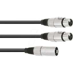 OMNITRONIC OMNI 30225210 - Cable adaptador XLR macho / 2x XLR hembra, 1,5 m, negro