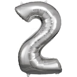 AMSC BALLON 2 SI - AMSCAN Foil Globo número 2 plata