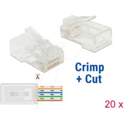 DELOCK 86453 - Conector macho de crimpado y corte RJ45 de red Cat.6 UTP de 20 u