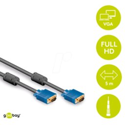 GOOBAY AK SVGA 105 HQ - Cable VGA de monitor de 15 clavijas, conector macho VGA de 5 m