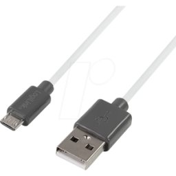 LOGILINK CU0063 - Cable USB 2.0, a macho a micro B macho, blanco/negro, 1,8 m