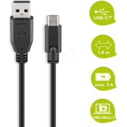 GOOBAY 55468 - Cable de carga y sincronización, USB-A -> USB-C™, 1