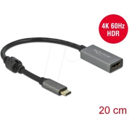 DELOCK 66571 - Adaptador activo de USB a HDMI (DP Alt Mode) 4K 60 Hz (HDR)