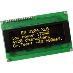 DISPLAY VISIONS EA W204-XLG - Pantalla OLED, 4x20, 98x60mm, amarilla