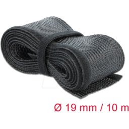 DELOCK 19056 - Funda trenzada con cierre de gancho y lazo 10 m x 19 mm negro