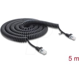 DELOCK 88019 - Cable espiral RJ45, CAT.5e, 5 m, negro