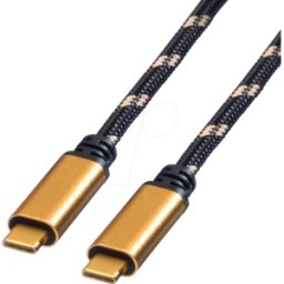 ROLINE GOLD ROLINE 11029039 - Cable USB 40 Gb/s, C macho a C macho, 100W, negro/oro, 2,0 m.