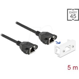 DELOCK 87137 - Cable alargador de red, Easy 45, S/FTP, Cat.6a, 5 m, negro