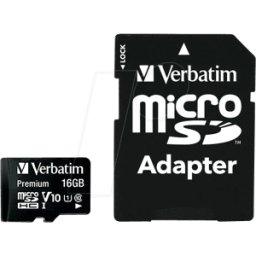 VERBATIM 44082 - Tarjeta de memoria microSDHC de 16 GB, VERBATIM, clase 10