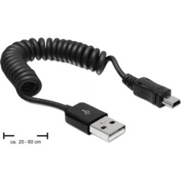 DELOCK 83164 - Cable USB 2.0, conector macho a macho mini B, 0,6 m