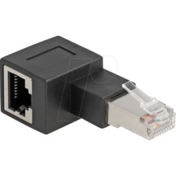 DELOCK 87863 - Adaptador de red RJ45 macho/hembra, Cat.6a, acodado a la izquier