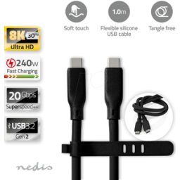 NEDIS N CCGB64810BK10 - Cable USB 3.2, conector C > conector C, 1 m, negro