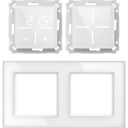HOMEMATIC IP HMIP WGS-WGT-GF2 - Juego 1x pulsador de cristal + termostato + marco, 2 salidas