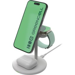 GREEN CELL GC MSST-3IN1-W - Estación de carga Qi, MagSafe, 3in1, 20,5 W, blanco