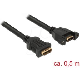 DELOCK 85465 - Cable incorporado HDMI A socket > HDMI A socket, 4K, 50 cm