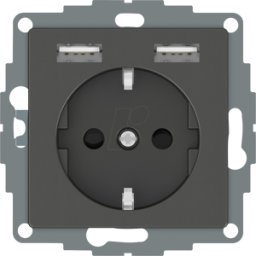 MERTEN ME SM 2366-0414 - Sistema M, toma de corriente con cargador USB 2x tipo a, antraci
