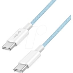 LOGILINK CU0351 - Cable de sincronización y carga, USB-C -> C, 60 W, azul,