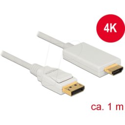 DELOCK 83817 - Cable DELOCK DP 1,2 macho > HDMI-A macho, blanco, 1 m..